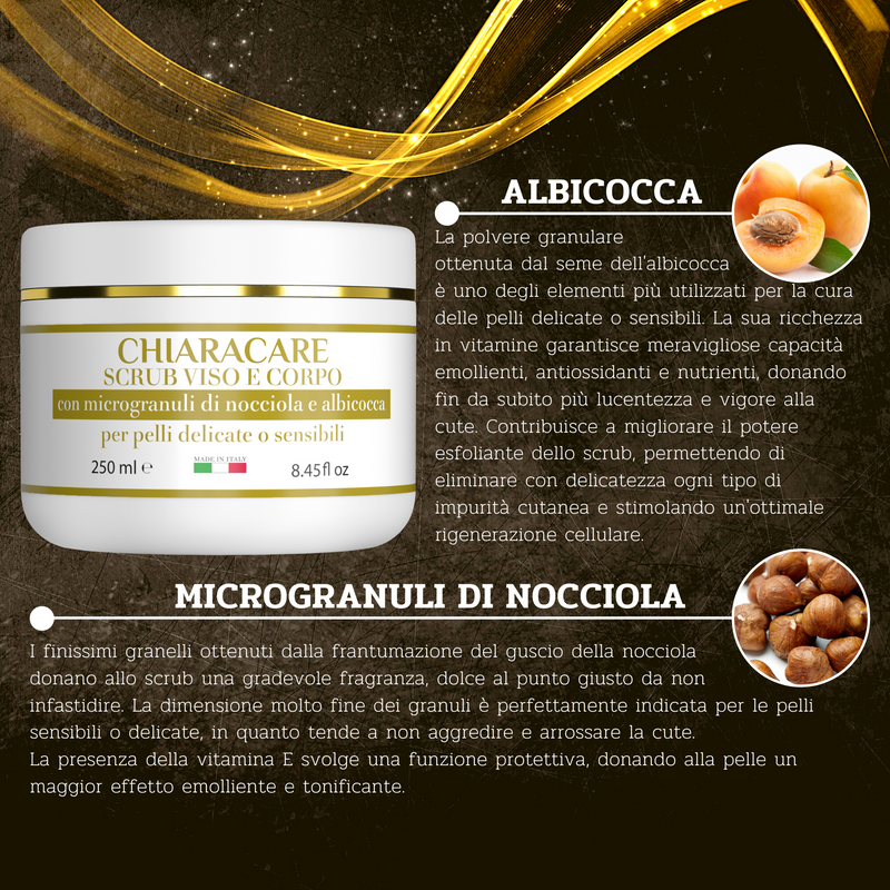 Il nostro scrub corpo e viso è a base di nocciola e albicocca.